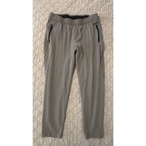 Men's Gray Athletic Jogger Pants Small Elastic Waist Zip Pockets Tapered 32x26